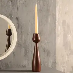 VELAS AGATHA - Candelabro 2 Doble Uso Bolo Café Madera 7.5x7.5x20 Cm