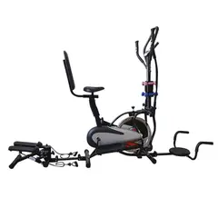 PROFIT - Elíptica Multifuncional 10 En 1 Bicicleta, Flexiones, Twister, Escaladora, Bandas Elásticas, Mancuernas Y Silla Capacidad 90Kg