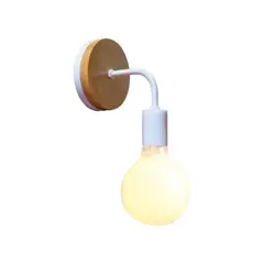 LUZ AND AMBIENTE - Aplique De Muro Madera Metal Vintage Blanco