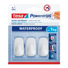 TESA - Gancho Ovalado Waterproof Blanco x 3 Und.