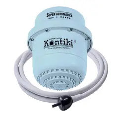 KONTIKI - Ducha Eléctrica Automática con MiniDucha Eléctrica 120Voltios Blanco-Azul