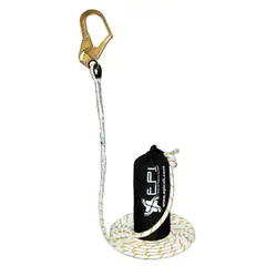 EPI - Línea de Vida Vertical Cuerda Poliéster de 1.3cm con Gancho de 2½Pulgadas con Contrapeso Longitud 30Metros Set x 1 Unidad
