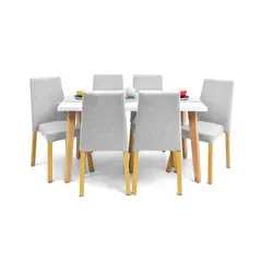 HOGAR VENECIA - Juego de Comedor Lugo Matiz 6 Puestos Viena Plata
