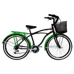 SFORZO - Bicicleta Urbana Playera Hombre R26 18V Negro/Verde