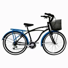 SFORZO - Bicicleta Urbana Playera Hombre R26 18V Negro/Azul