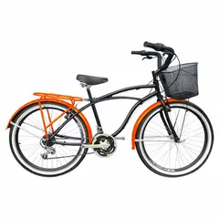 SFORZO - Bicicleta Urbana Playera Hombre R26 18V Negro/Naranja