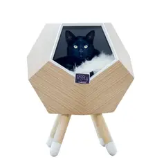 MODO - Casa Madera Para Gato con Patas + Cojín 47X56cm Perillo