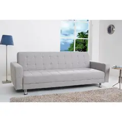 SOFA MARKET - Sofá Cama Polka 3 Puestos Tela Gris