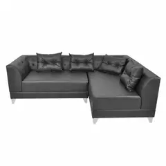 SOFA MARKET - Sofá Esquinero Domino Derecho Ecocuero Negro
