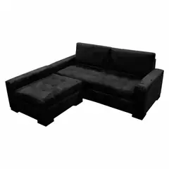 SOFA MARKET - Sofá Esquinero Gaspar con Puff en Tela Negro