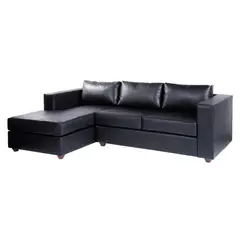 SOFA MARKET - Sofá Esquinero Kansas Izquierdo Ecocuero Negro