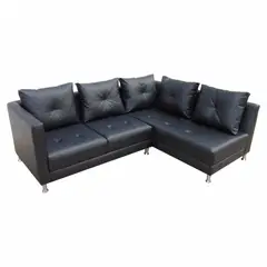 SOFA MARKET - Sofá Esquinero Lotus Derecho Ecocuero Negro