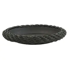 NATIVA - Plato Ratán Sintético Tejido A Mano Redondo 25x25x25cm Wengue