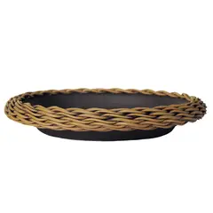 NATIVA - Plato Ratán Sintético Tejido A Mano Redondo 39x25x39cm Terracota