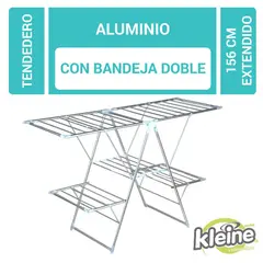 KLEINE WOLKE - Tendedero de Piso Aluminio y Plástico Doble 156x61.5x99cm Blanco Peso Máximo Soportado 15 Kg