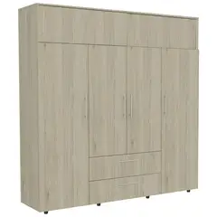 RTA DESIGN - Armario Luque 4 Puertas 4 Cajones 204x200x50cm Rovere/Blanco