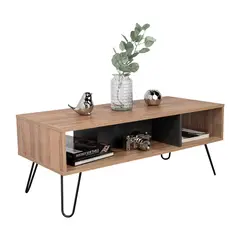 RTA DESIGN - Mesa de Centro Vassel 40X101X54Cm Miel/Plomo