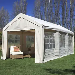JUST HOME COLLECTION - Toldo Con Cortinas Textil Blanco 300 x 600 cm