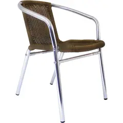 JUST HOME COLLECTION - Silla Exterior 1 Pieza Rattan Sint Con Brazos Café