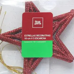 DEAR SANTA - Adorno para Árbol Navideño Estrellas Decorativas de Navidad 10cm x5 Escarcha