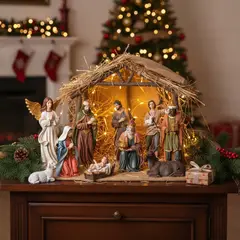 DEAR SANTA - Pesebre Navideño 11 Piezas 60cm Tradicional Resina