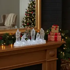 DEAR SANTA - Pesebre Navideño 31cm Acrílico Luz Led Batería