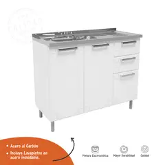 BERTOLINI - Mueble Inferior Para Cocina 2 Cajónes 105 cm x 43.2 cm x 85.3 cm Con Mesón Multipla Blanco