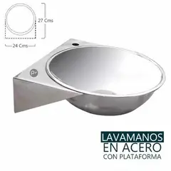 GENERICO - Lavamanos en acero Inoxidable 24cm x 27cm con Plataforma Satín
