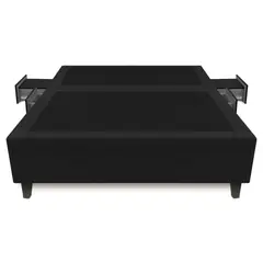 MAGIC CLASS - Base Cama Multifuncional Dividida Doble 140X190Cm Ecocuero Negro