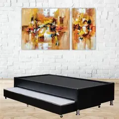 KAIU HOME - Cama Nido Sencilla 100x190cm Cuero Sintético Negro