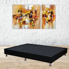 KAIU HOME - Basecama Sencilla 100X190 Pestaña Cuero Sintetico Negro