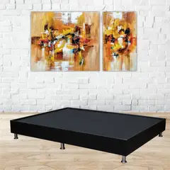 KAIU HOME - Base Cama Sencilla 100X190Cm Pestaña Cuero Sintético Negro