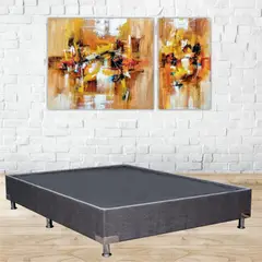 KAIU HOME - Base Cama Premium Dividida Doble 140X190Cm Tela Especial Gris