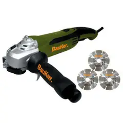 BAUKER - Kit Pulidora 4-1/2 Pulgada 1'010w 11'000rpm + 3 Discos De Corte