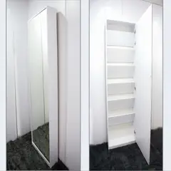 CARPINTARTE - Zapatero Puerta de Espejo Capacidad 22 Pares de Zapatos Blanco