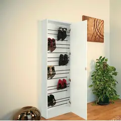 CARPINTARTE - Zapatero Slim Puerta De Espejo Capacidad 14 Pares De Zapatos Blanco