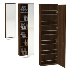 CARPINTARTE - Zapatero Slim Puerta de Espejo Capacidad 14 Pares de Zapatos Blanco