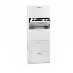 CARPINTARTE - Zapatero 5 Niveles Cajones Abatibles Capacidad 15 Pares Zapatos Blanco