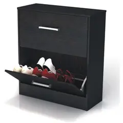 CARPINTARTE - Zapatero 2 Niveles con Cajones Abatibles Doble Espacio Interno Capacidad 14 Pares de Zapatos Blanco