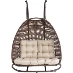 undefined - Silla Colgante 2 Personas Rattan Sintético Café