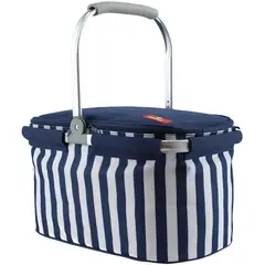 KLIMBER - Canasta Picnic Con Manijas Textil Azul 50x48x27 cm