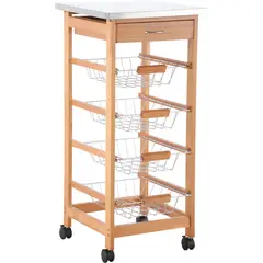 JUST HOME COLLECTION - Carro Organizador Verduras 37x81x37 cm 4 Canastos Pino