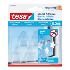 TESA - Gancho Adhesivo Deco Transparente 0.2Kg X 5 Und.