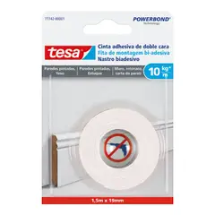TESA - Cinta Doble Faz Paredes Pintadas 1.5m x 19mm