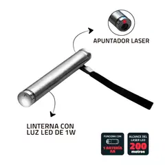 DAIRU - Linterna Baterías 1 Led Con Apuntador Laser 100 Lumens