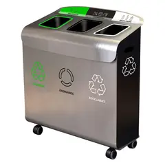 ECOSMART - Punto Ecológico Acero 3 Puestos 105L Negro