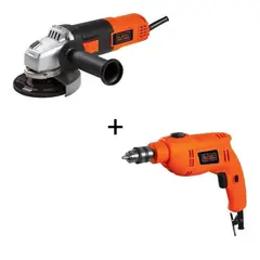 BLACK+DECKER - Combo Taladro Percutor 3/8 Pulgadas 550W + Pulidora 4-1/2 820W Black And Decker