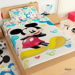 DISNEY - Juego de Sábanas Sencillo Microfibra 100x190 cm Mickey Mouse