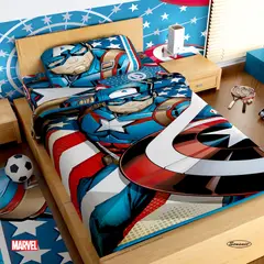 MARVEL - Juego de Sábanas Sencillo Microfibra 100x190 cm Capitán América