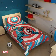 MARVEL - Cubrecama Microfibra Sencillo 180X235 Cm Capitán América